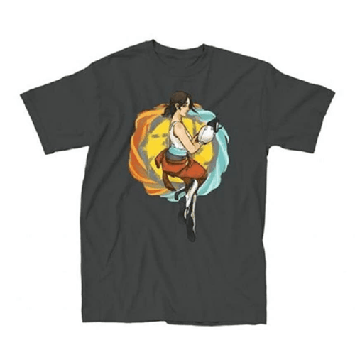 Portal Chell Jump Back Adult Charcoal T-Shirt - TVStoreOnline