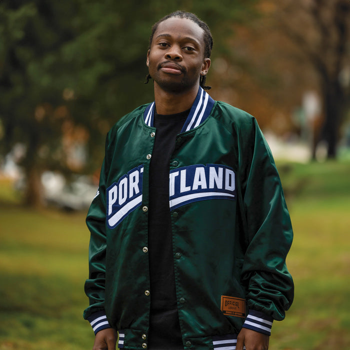 [ portland pickles ] forest green satin bomber - Official League