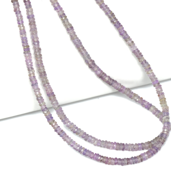 Purple Sapphire 3mm – 4mm Hand Faceted Rondelles Bead Strand