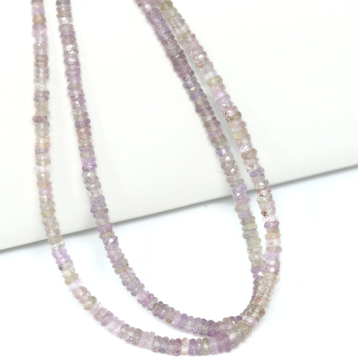 Purple Sapphire 3mm – 4mm Hand Faceted Rondelles Bead Strand