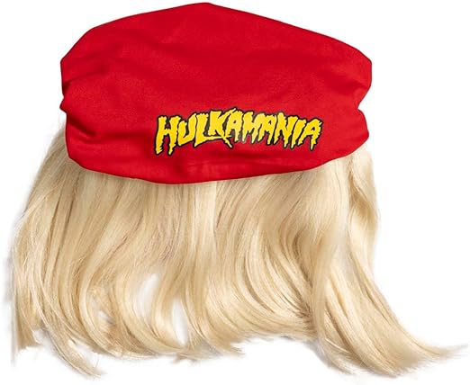 Red Mania Wrestler Bandana with Attached Wig and Mustache - TVStoreOnline