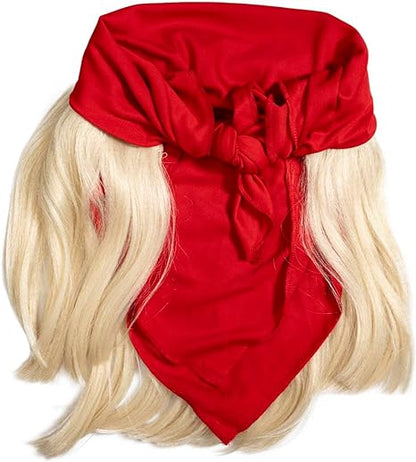 Red Mania Wrestler Bandana with Attached Wig and Mustache - TVStoreOnline