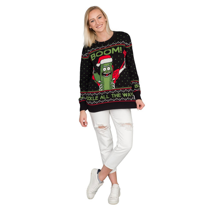 Rick and Morty Boom! PickleRick Adult Ugly Christmas Sweater