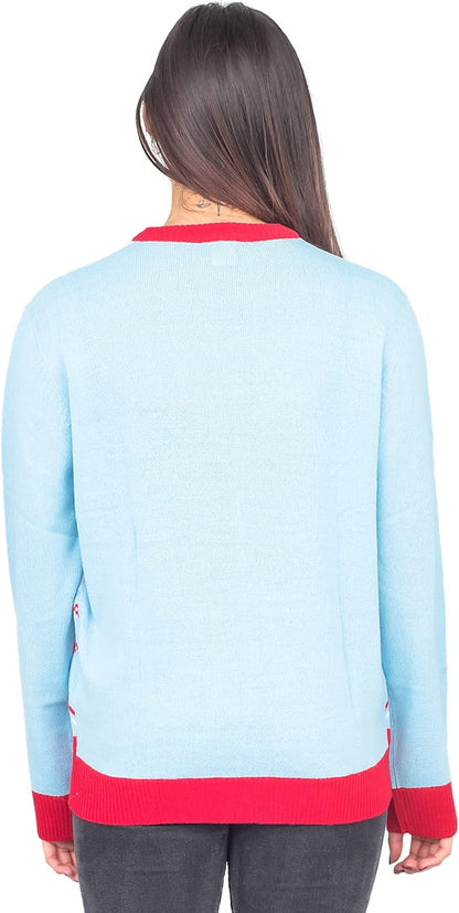 Rick and Morty Holiday Party Light Blue Adult Unisex Ugly Christmas Sweater - TVStoreOnline