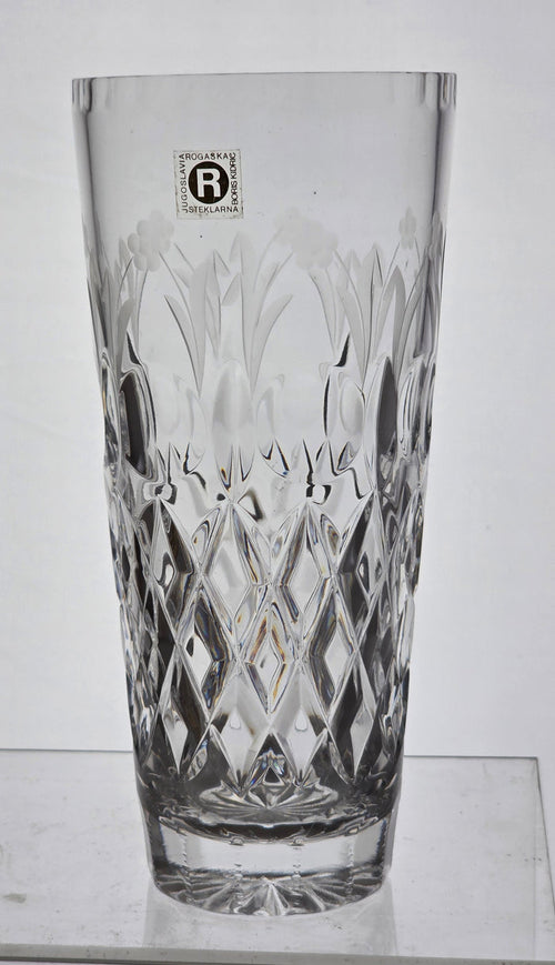 Rogaska Hand Cut glass vase 24% lead crystal