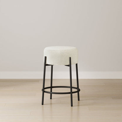 Round Boucle Backless Counter Height Bar Stool - Nathan James