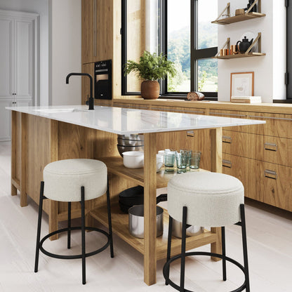 Round Boucle Backless Counter Height Bar Stool - Nathan James