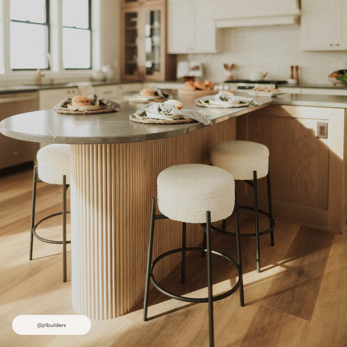 Round Boucle Backless Counter Height Bar Stool - Nathan James