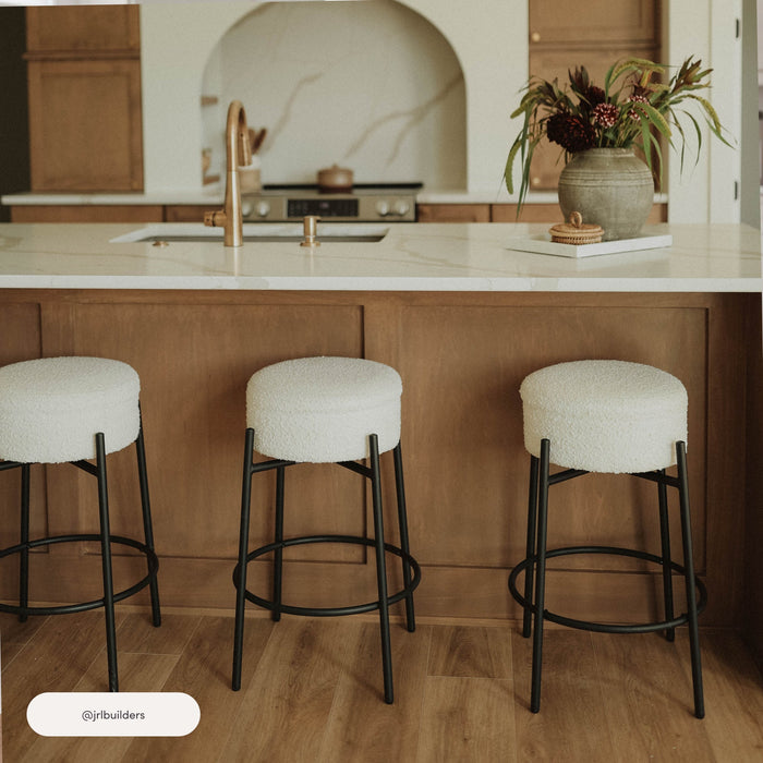 Round Boucle Backless Counter Height Bar Stool - Nathan James
