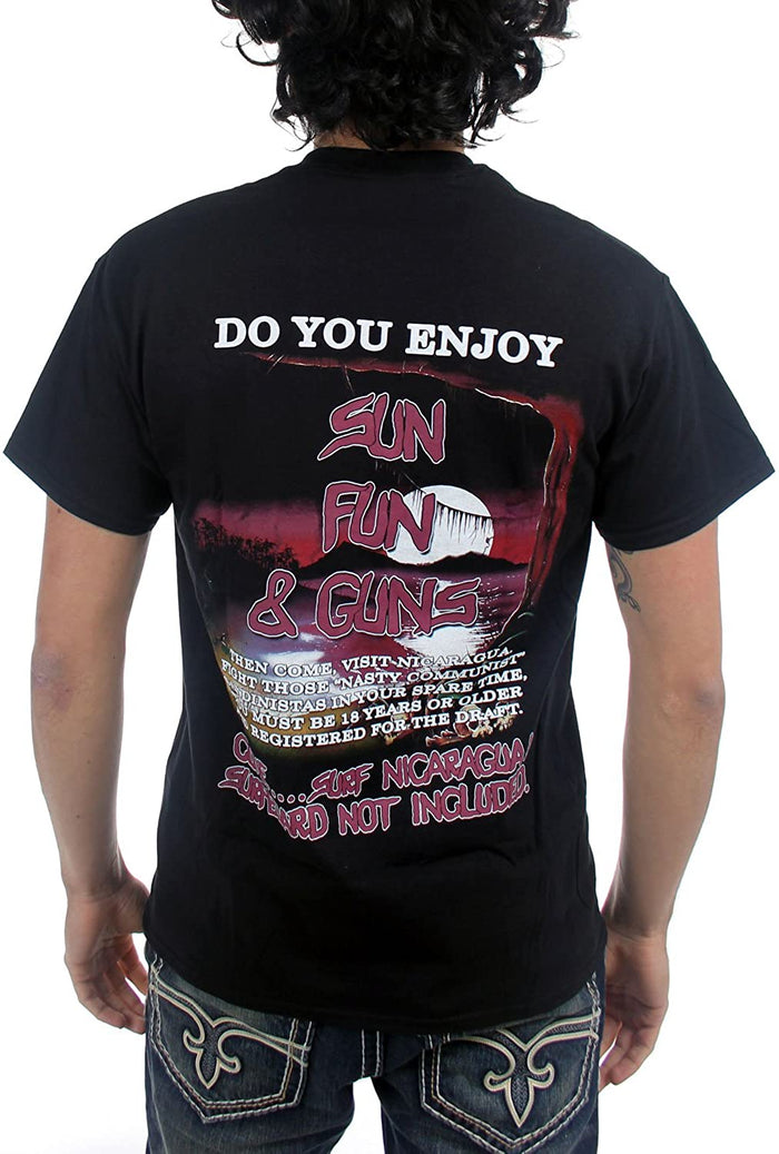 model showing back of shirt