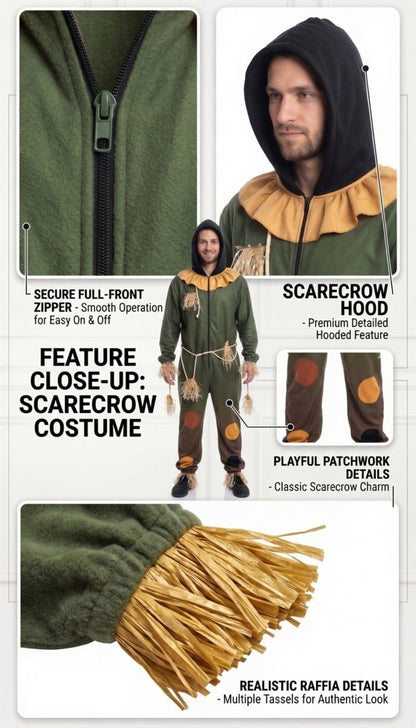 Scarecrow OZ Movie Replica Adult Halloween Cosplay Jumpsuit Costume - TVStoreOnline