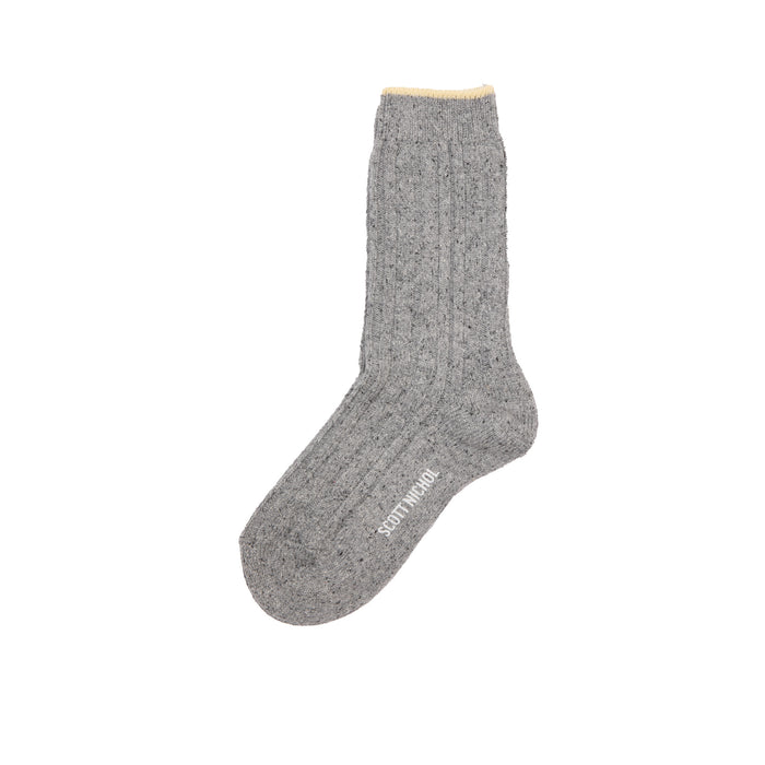 Scott Nichol Women's Blair Wool Cable Knit Socks in Mid Grey Fleck