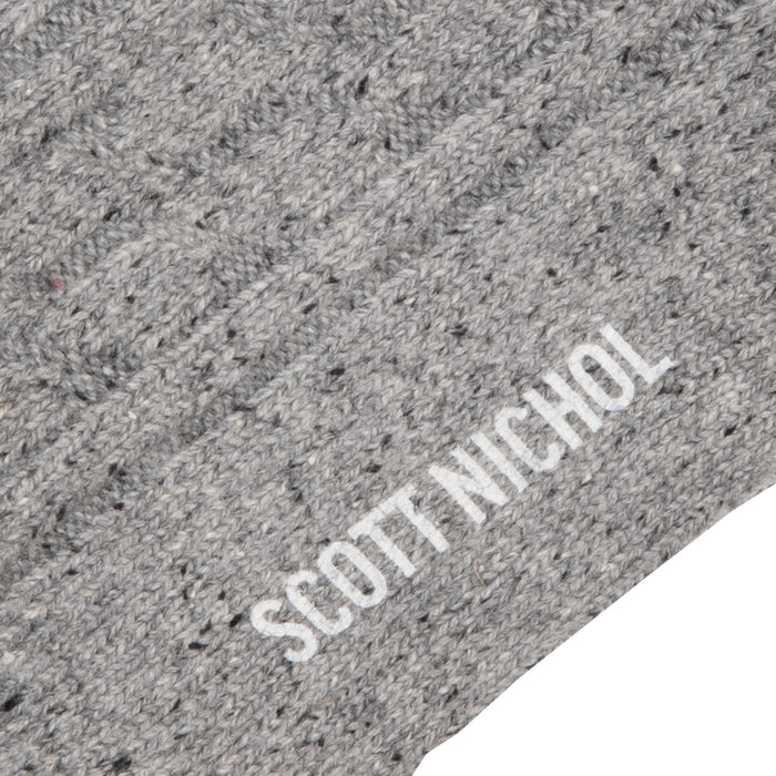 Scott Nichol Women's Blair Wool Cable Knit Socks in Mid Grey Fleck