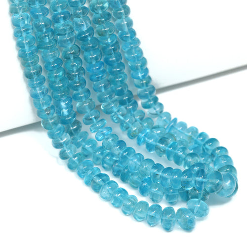 Sea Blue Apatite 5mm – 7mm Smooth Rondelles Bead Strand