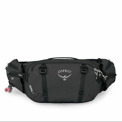 Black Osprey waist pack on a white background
