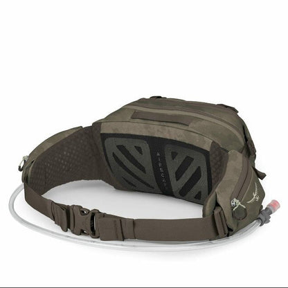 Green tactical backpack on a white background