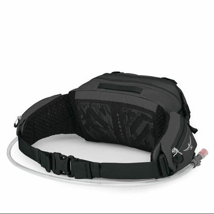 Black backpack with a white background