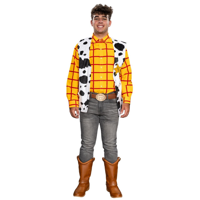 Sheriff Woody Cowboy Adult Halloween Cosplay Costume Set (Shirt, Vest, and Badge) - TVStoreOnline