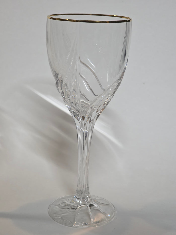 Signed Lenox Debut gold rim glass goblets Crystal pair