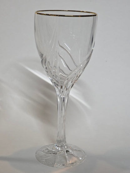 Signed Lenox Debut gold rim glass goblets Crystal pair