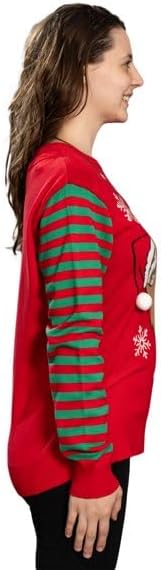 Sloth Santa Hat Hanging on Gift Ball Ornament Women's Juniors Ugly Christmas Sweater - TVStoreOnline