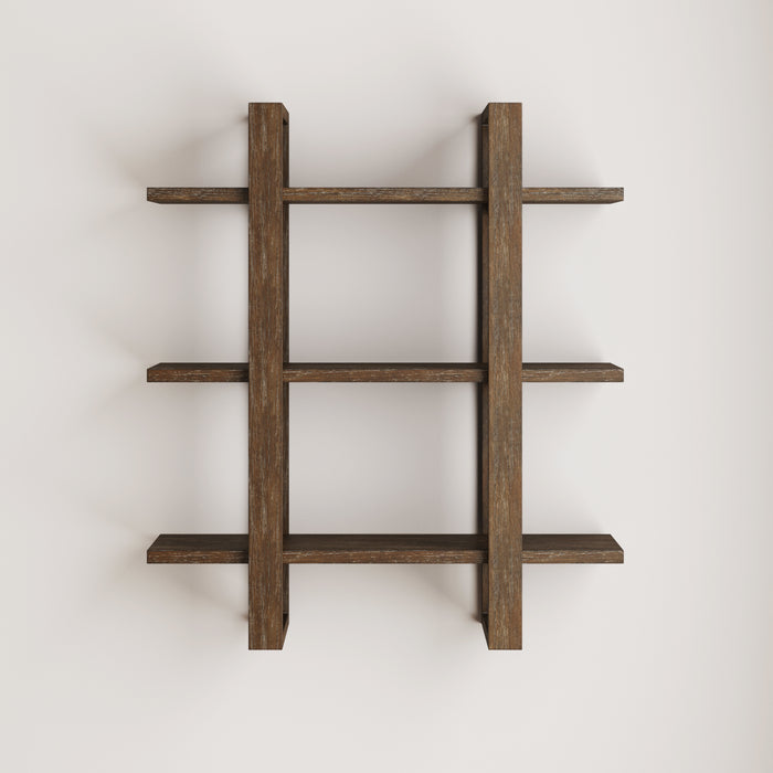 Solid Wood Adjustable Wall Shelf Dark Brown - Nathan James