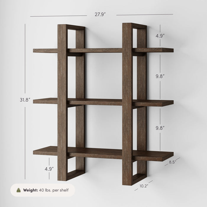 Solid Wood Adjustable Wall Shelf Dark Brown - Nathan James