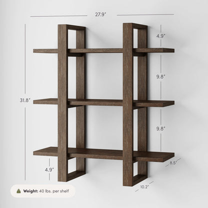 Solid Wood Adjustable Wall Shelf Dark Brown - Nathan James