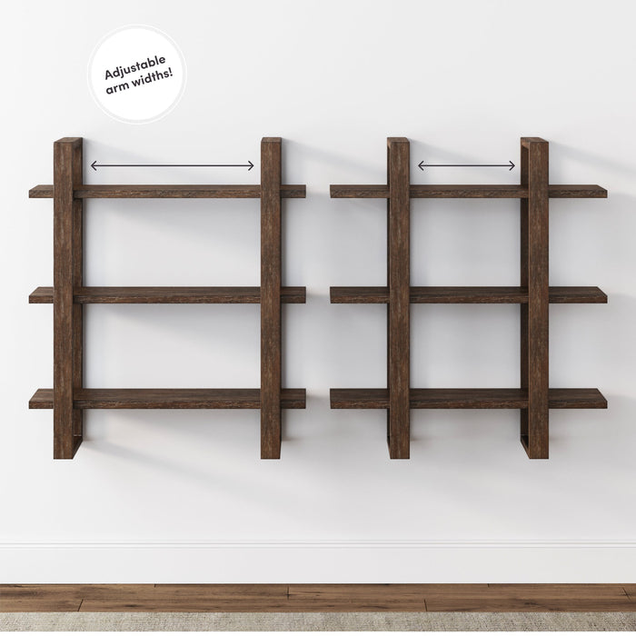 Solid Wood Adjustable Wall Shelf Dark Brown - Nathan James