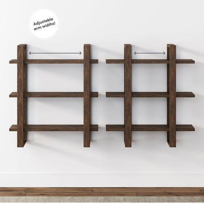 Solid Wood Adjustable Wall Shelf Dark Brown - Nathan James