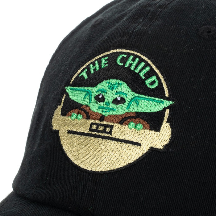 Embroidered front art of Grogu (baby yoda) with text that reads "the child"