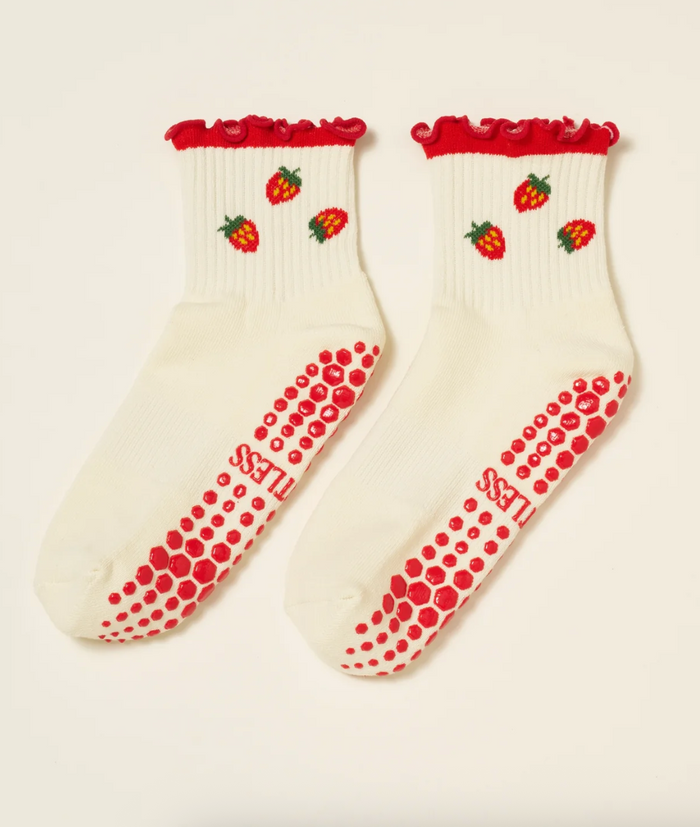 Strawberry Ruffle Grip Sock