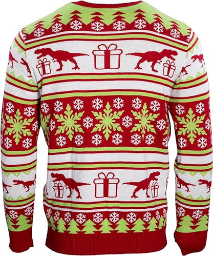 T-Rex Santa Hat 3D Interactive Gift Box Sweater - TVStoreOnline
