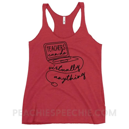 Teachers Can Do Virtually Anything Tri-Blend Racerback - Vintage Red / XS - Tank Tops peachiespeechie.com