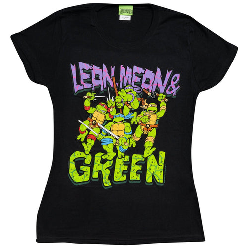Teenage Mutant Ninja Turtles Lean Mean Green Black Juniors T-Shirt - TVStoreOnline