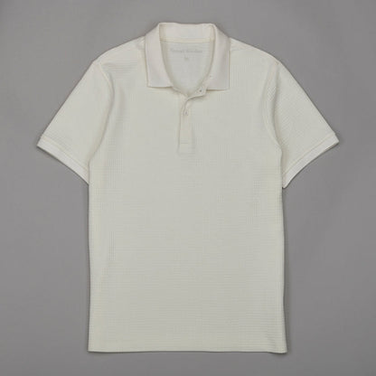 Textured Waffle Polo Shirt - Ecru