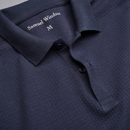 Textured Waffle Polo Shirt - Slate