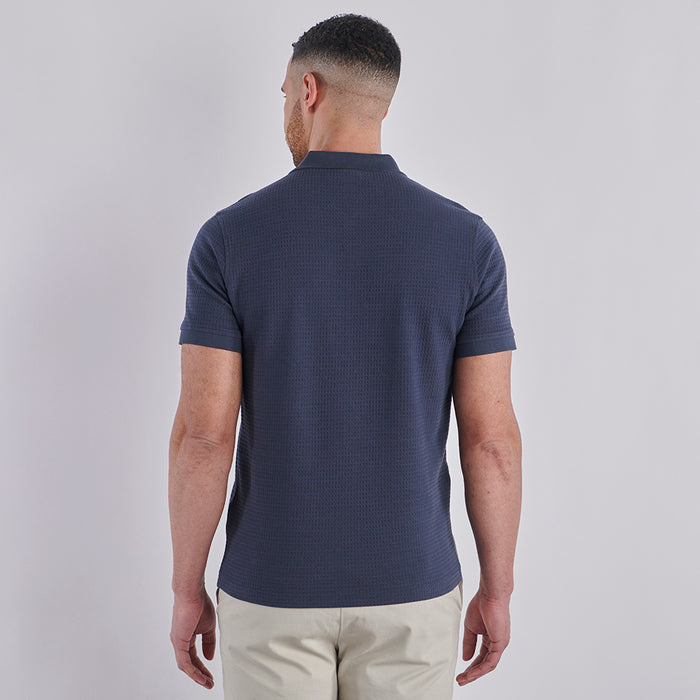 Textured Waffle Polo Shirt - Slate
