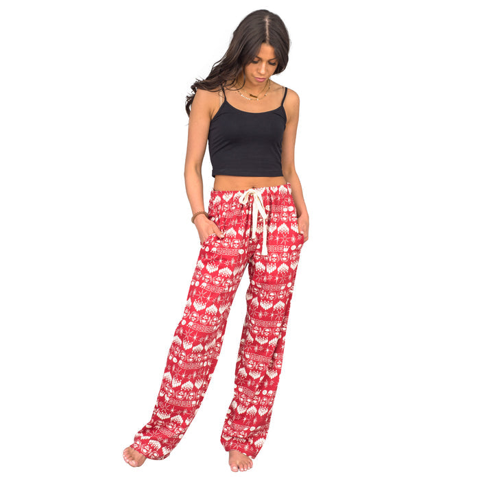 The Big Lebowski Bowling Pins Unisex Adult Red Lounge Pants