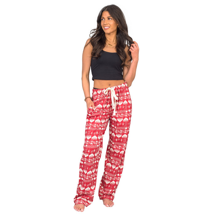 The Big Lebowski Bowling Pins Unisex Adult Red Lounge Pants
