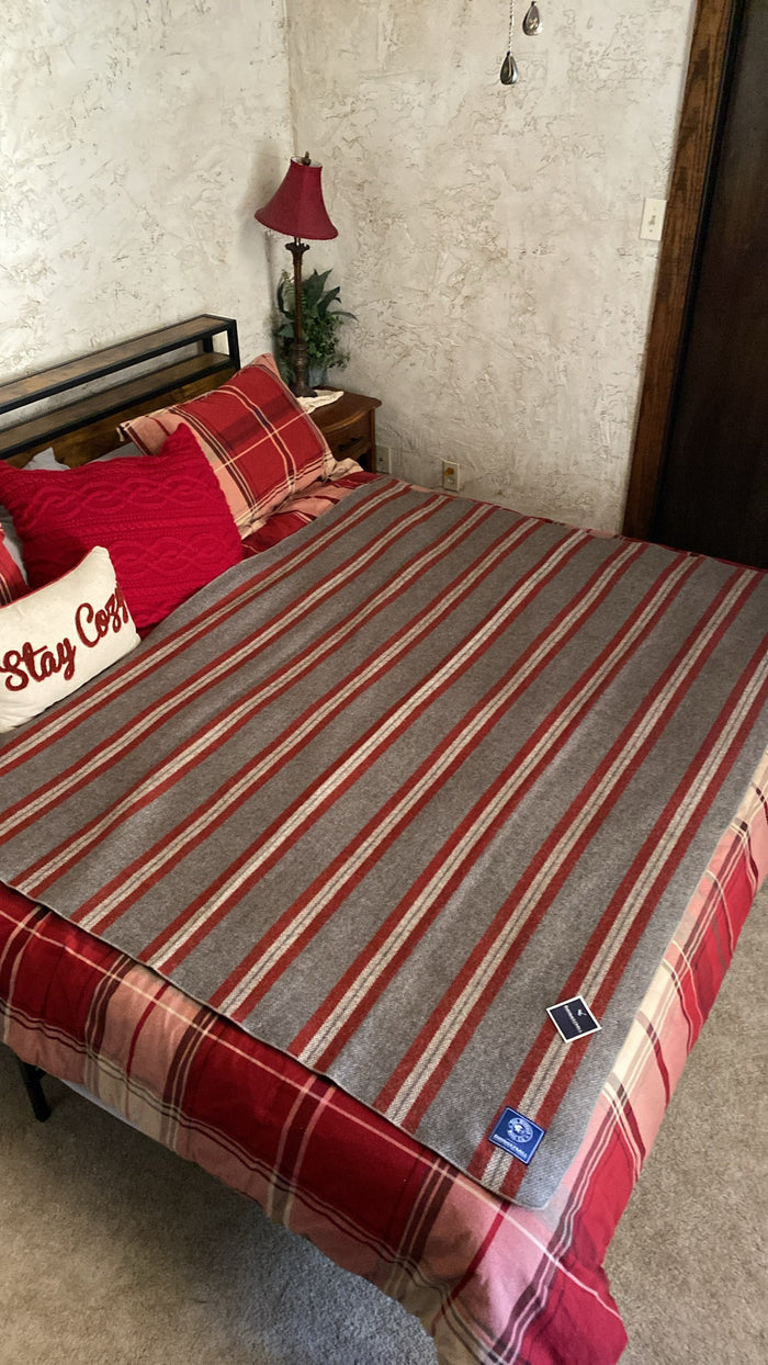 Blanket shown on a king size bed