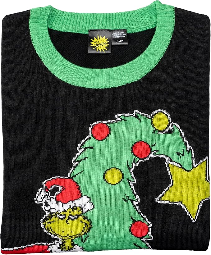The Grinch Bend Tree with Gifts Adult Knitted Ugly Christmas Sweater - TVStoreOnline