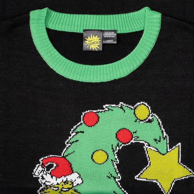 The Grinch Bend Tree with Gifts Adult Knitted Ugly Christmas Sweater - TVStoreOnline