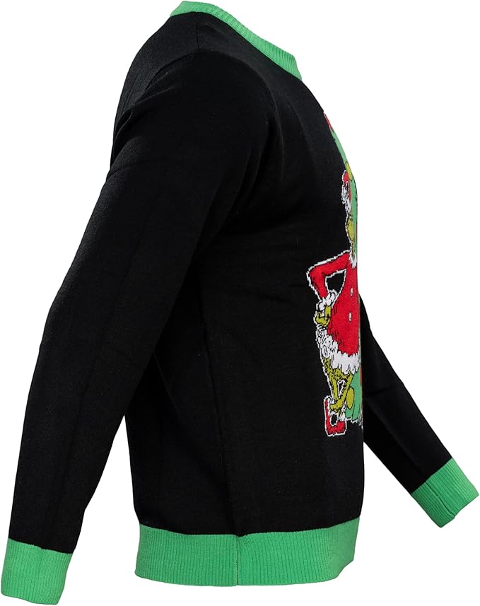 The Grinch Bend Tree with Gifts Adult Knitted Ugly Christmas Sweater - TVStoreOnline