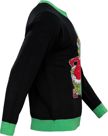 The Grinch Bend Tree with Gifts Adult Knitted Ugly Christmas Sweater - TVStoreOnline
