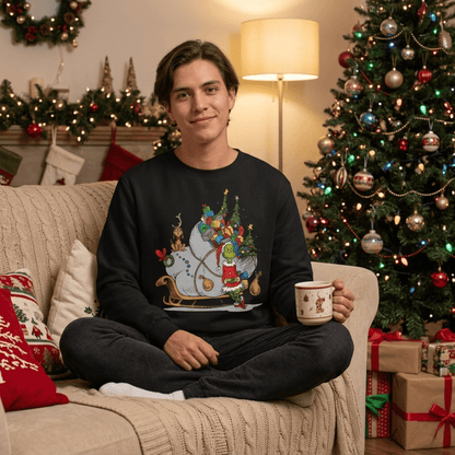 The Grinch on Sleigh with Max Christmas Officially Licensed Adult Sweater - TVStoreOnline