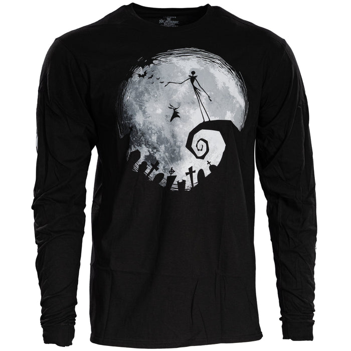 The Nightmare Before Christmas Moon Long Sleeve Adult Unisex Shirt Black - TVStoreOnline