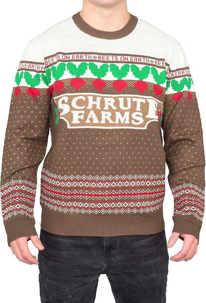The Office TV Series Dwight Schrute Farms Beets Ugly Christmas Sweater - TVStoreOnline