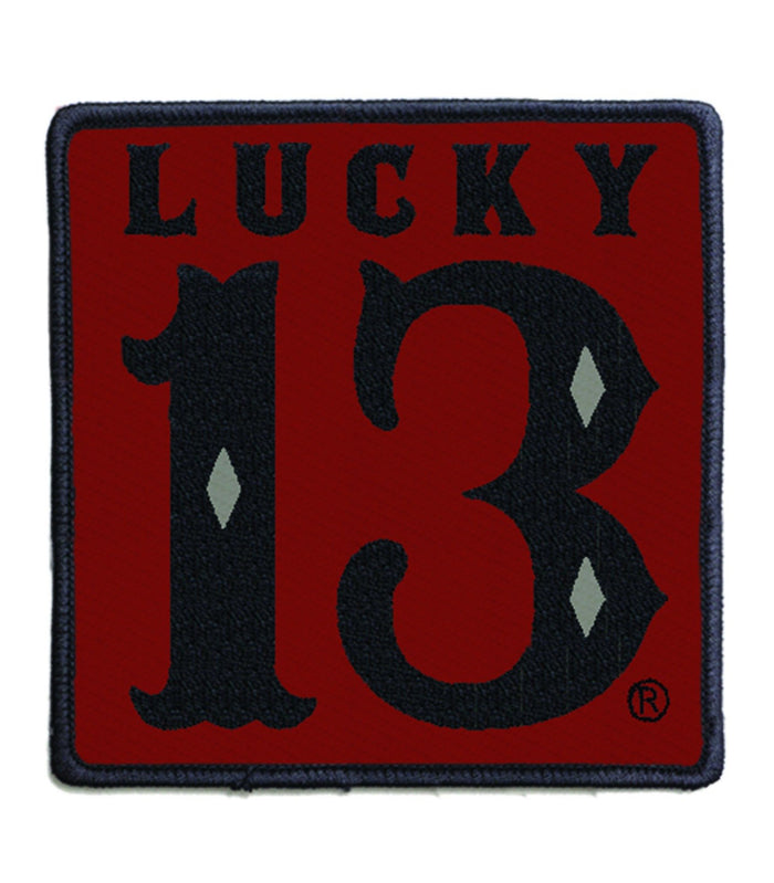Fully embroidered patch, with Lucky 13's "Red Square" graphic stitched on it. Patch has an adhesive backside for ironing onto fabric, or patch can be hand-sewn onto fabric.