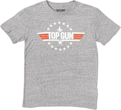 Top Gun Officially Licensed Adult Unisex Logo with Jet and Stars Adult T-Shirt - TVStoreOnline